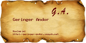 Geringer Andor névjegykártya